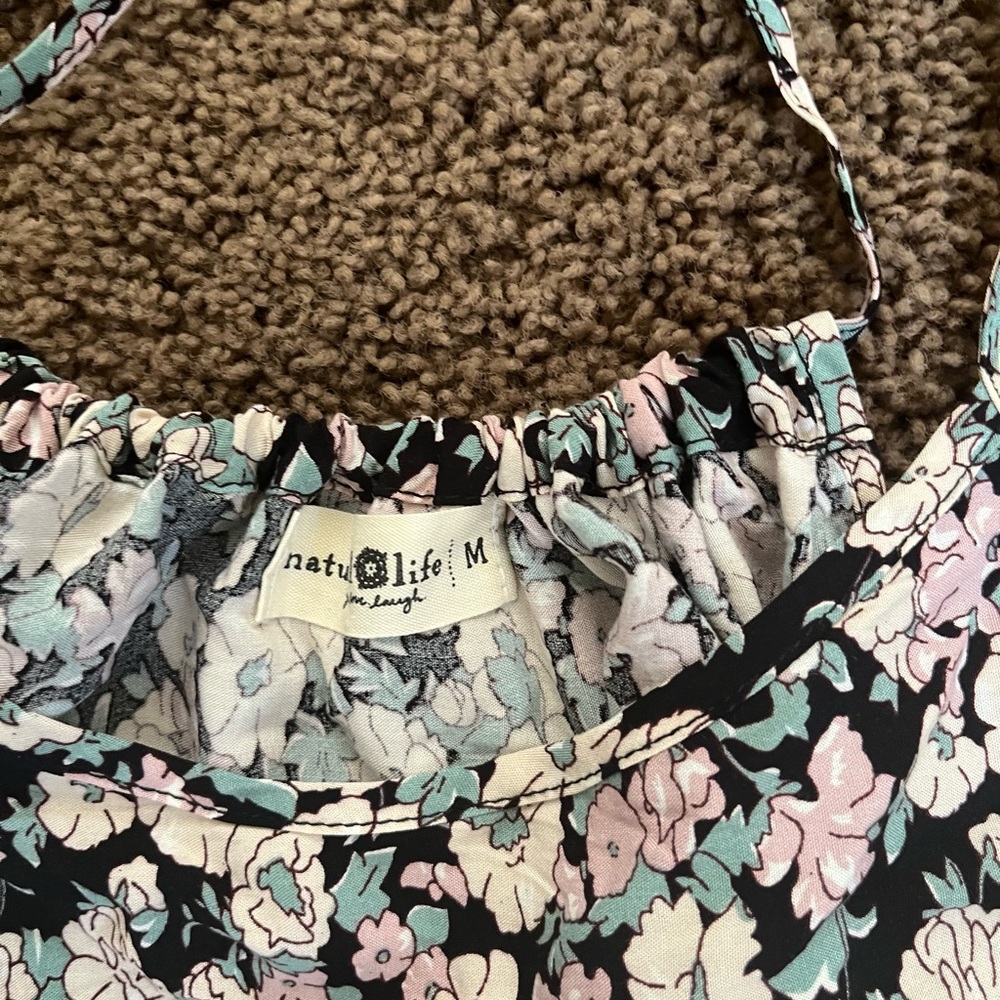 Natural Life Floral Sundress - Black, White, Pink, Green - Picture 3 of 3
